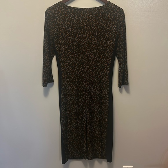 Lauren Ralph Lauren Midi 3/4 Sleeve Cheetah Print Shift Body Con Dress- Size 8 - Picture 2 of 14